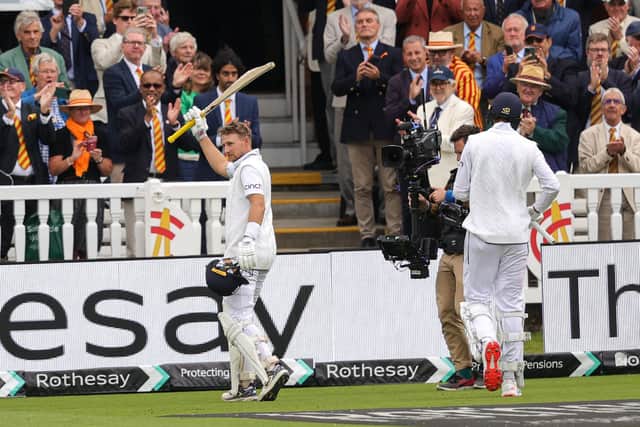 HEADING OFF: England's Joe Root leaves the field after scoring 103 runs at Lord's on Saturday. Picture: Ben Whitley/PA