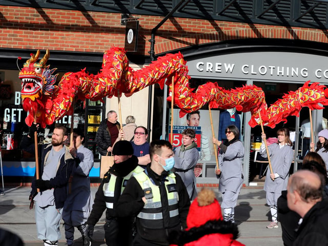 Dragon Dance for Chinese New Year pictured taking place at Gunwharf Quays in Portsmouth. Picture: Sam Stephenson.