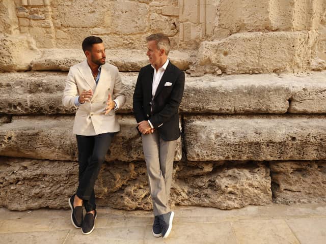 Giovanni Pernice and Anton Du Beke in Sicily. Picture: PA Photo/BBC.