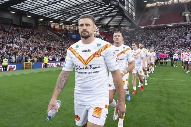Michael McIlorum and his Catalans team-mates were on the losing side at Old Trafford in 2021. (Photo: Allan McKenzie/SWpix.com)