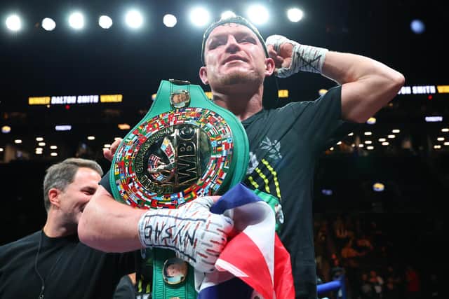 Sheffield's Dalton Smith celebrates his TKO win over Subriel Matias to win the WBC super lightweight championship at Barclays Center on January 10, 2026 in the Brooklyn borough of New York City. (Picture: Mulholland/Getty Images)