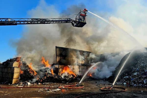 Fire crews battled a blaze involving more than 60 tonnes of rubbish in Sheffield on Sunday afternoon.