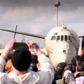 Crowds watched as the Nimrod fired up its jet engines.