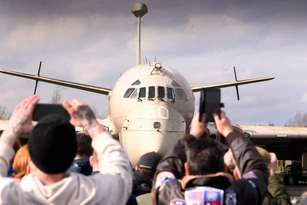Crowds watched as the Nimrod fired up its jet engines.