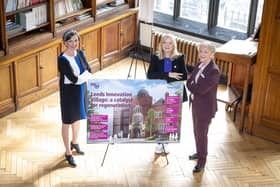 Left to right: Cllr Helen Hayden, Leeds City Council; Tracy Brabin, Mayor of West Yorkshire; and Dame Linda Pollard, chair of the Leeds Innovation Partnership and chair of Leeds Teaching Hospitals NHS Trust.