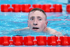 Devastated: Max Litchfield of Team Great Britain reacts after finishing fourth in the Olympic 400m IM final in Paris (Picture: Sarah Stier/Getty Images)