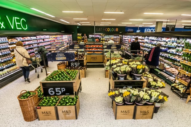 Displays brimming with produce from M&S Select Farms