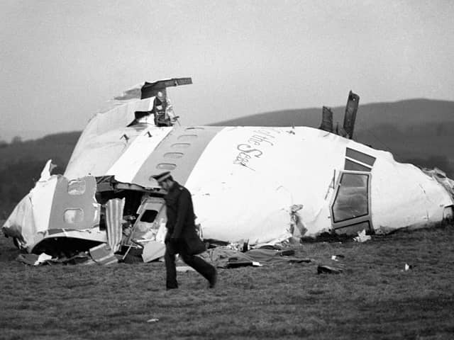 File photo dated December 1988 of the wrecked nose section of the Pan-Am Boeing 747 in a Scottish field at Lockerbie, near Dumfries. PIC: PA/PA Wire