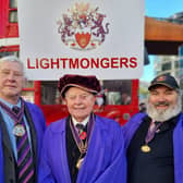 Peter McVeigh (centre) and fellow members of the Worshipful Company of Lightmongers taking part in the Lord Mayor’s Parade on Saturday November 10