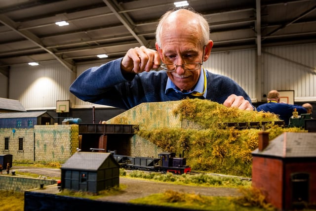 Paul Windle, of Hull with his layout called 'Axe Bridge' a 009 narrow gauge set.