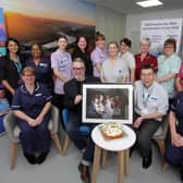 Sheffield artist Pete McKee returned to the Northern General Hospital to give thanks to the staff who cared for him after heart surgery. Photo: Sheffield Hospitals Charity