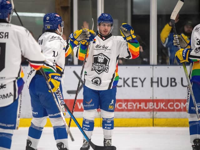 DOUBLE VISION: Leeds Knights' Noah McMullin cis hoping to close out the 2023-24 season by adding the NIHL National play-off crown to the regular season league title. Picture: Bruce Rollinson