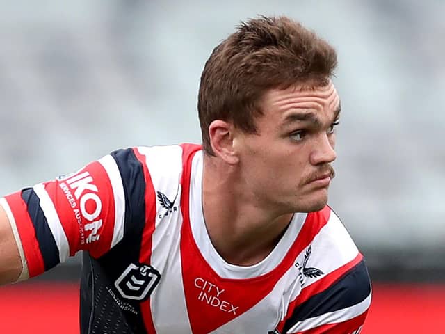Thomas Deakin in action for the Roosters in a trial game this year. (Photo by Kelly Defina/Getty Images)