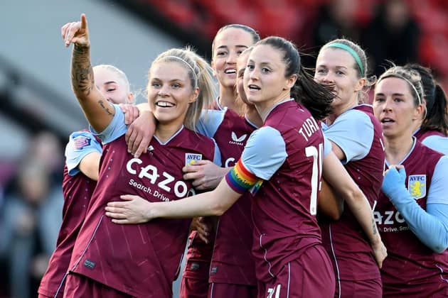 On target: Rachel Daly, second left, scored 22 WSL goals for Aston Villa ahead of this summer's Women's World Cup (Picture: Clive Mason/Getty Images)