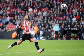 Sheffield United's Oliver Norwood scores his side's third goal of the game during the Sky Bet Championship match at Bramall Lane, Sheffield. Picture: Isaac Parkin/PA Wire.