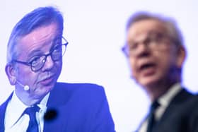 Michael Gove, Secretary of State for Levelling Up, Housing and Communities, speaking at the Convention of the North. PIC: James Speakman/PA Wire