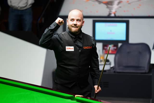 COMEBACK: Luca Brecel celebrates after beating against Si Jiahui (not pictured) in their World Snooker Championship semi-final at the Crucible  Picture: Zac Goodwin/PA