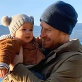 The Duke of Sussex holding his son son Archie Mountbatten-Windsor. Picture: SussexRoyal/PA Wire