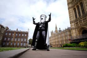 Count Binface poses outside Parliament on College Green. PIC: Aaron Chown/PA Wire