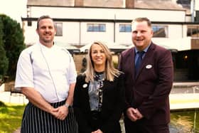 The Sitwell Arms Hotel is undergoing a major upgrade after securing more than £1m in funding from Cambridge & Counties Bank. Pictured (from left) Daniel Nutt, executive chef, Jo-Anne Oldfield MD and John Makin GM. (Photo supplied on behalf of the Sitwell Arms)