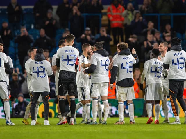 Mateusz Klich is applauded by players as he leaves the pitch for the last time following Leeds United West Ham United. (Picture: Bruce Rollinson)