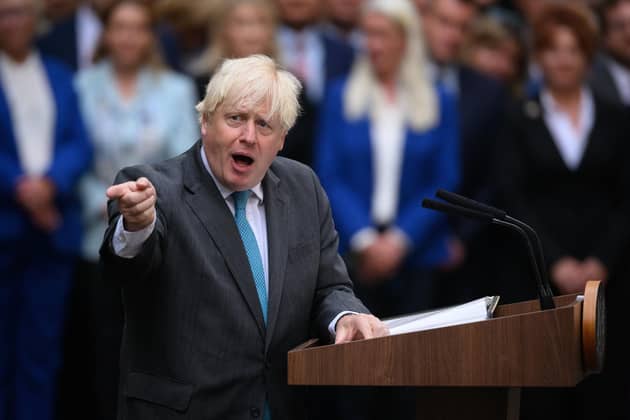 Boris Johnson addresses the media from outside Number 10 before formally resigning as Prime Minister. PIC: Leon Neal/Getty Images