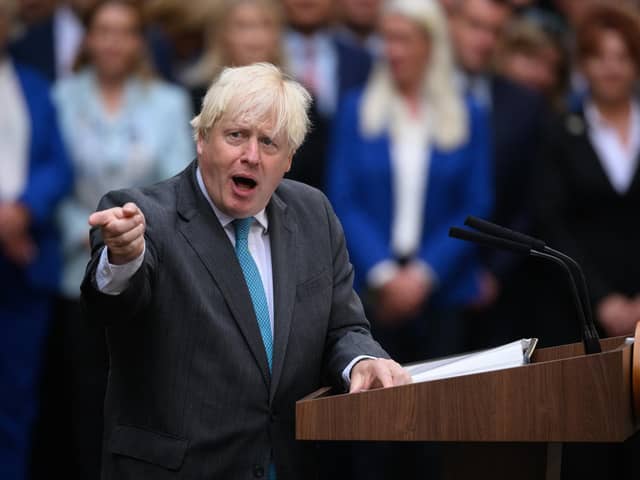 Boris Johnson addresses the media from outside Number 10 before formally resigning as Prime Minister. PIC: Leon Neal/Getty Images