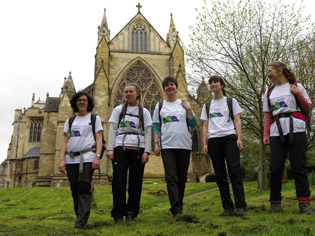 A group of women are attempting the Yorkshire Three Peaks to raise funds in support of the Ripon Cathedral Choir's international trip.