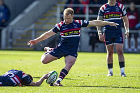 AIM, FIRE: Doncaster Knights' Alex Dolly had his sights set correctly, kicking four conversions in the win over London Scottish. Picture Tony Johnson