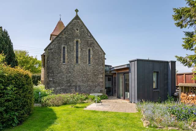 The church with its contemporary extension that is linked to the old building via a glazed walkway