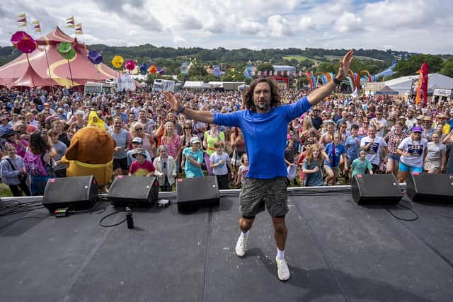 People work out during a fitness exercise session with Joe Wicks at Glastonbury Festival. Photo: Ben Birchall/PA Wire