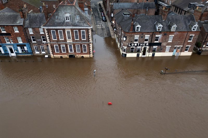 At 11am today (Jan 23) the River Ouse level at the Viking Recorder was 3.74m and rising – the top of the river’s normal range is 2.9m.
Photo: Danny Lawson/PA Wire