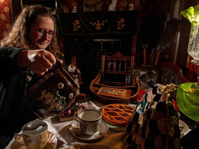 Ryedale Folk Museum has unveiled a new initiative inviting individuals to 'Adopt an Object' from its diverse collection, perhaps as presents in time for Christmas.
Hannah Highsted and a Bargeware Tea Pot from the mid 19th Century.
Picture Bruce Rollinson