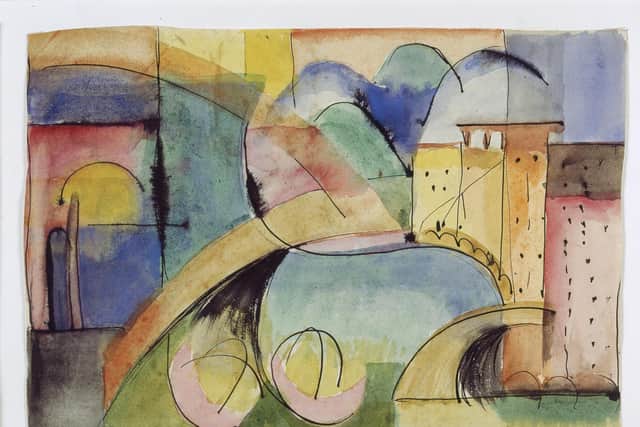 Gunta Stölzl, Colour Study (Bauhaus Weimar), 1921 © DACS 2023, featured in the exhibition at the Millennium Gallery, Sheffield.