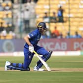GOING OUT: England's Joe Root reacts after being run out by Sri Lanka's captain Kusal Mendis in Bengaluru, the World Cup holders losing by eight wickets to leave their hopes of making the semi-finals hanging by a thread. Picture: AP/Aijaz Rahi