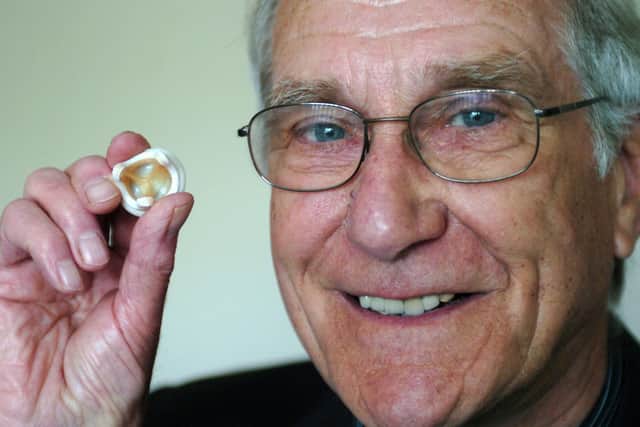 David Watson with the Aspire heart valve he developed at Vascotek Ltd, Leeds.