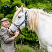 Francis Richardson, 77, of Bewholme Hall Farm, Bewholme, near Beverley, East Yorkshire, a farmer and Shire Hores breeder, who has recently received an honour from the Shire Society for his lifelong involvement in the breed. Pictured Francis, hold one of their mares Brewholme Blue Smoke.