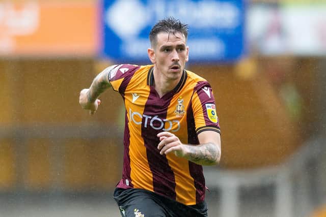 Jamie Walke was sent off for Bradford City (Picture: Bruce Rollinson)
