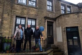 Bronte Birthplace Ltd supporters Jenny Horton, Vince McGarry and Steve Stanworth outside the house where the sisters were born in the early 19th century