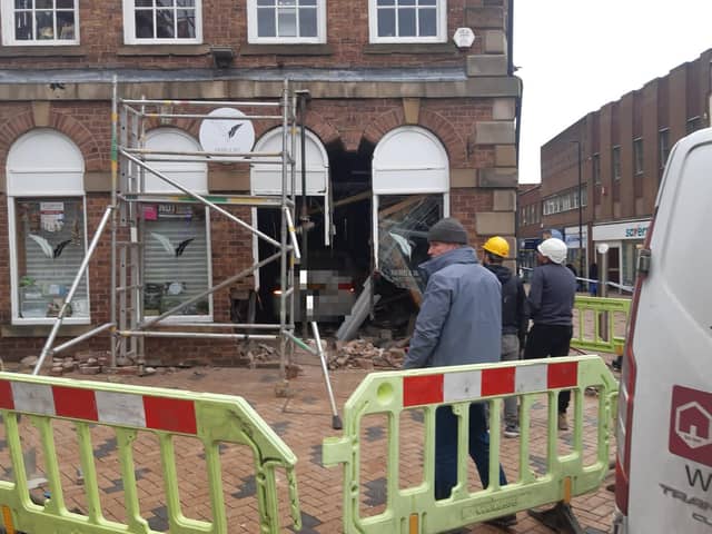 The car crashed into the pet shop on Westgate in Wakefield