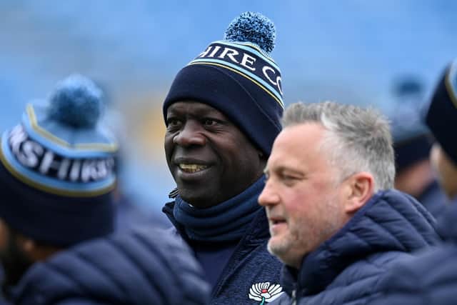 Yorkshire coach Ottis Gibson with Director of Cricket Darren Gough (Picture: Gareth Copley/Getty Images)