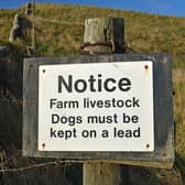 A sign warning dog walkers to keep dogs on a lead in the countryside. PIC: Adobe