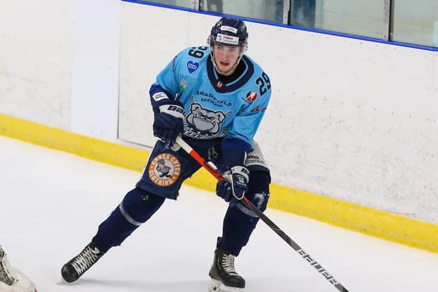HOMEWARD-BOUND: Nathan Ripley, in action for Sheffield Steeldogs back in 2021, during the behind-closed-doors Spring Cup. Picture courtesy of Andy Bourke/Podium Prints