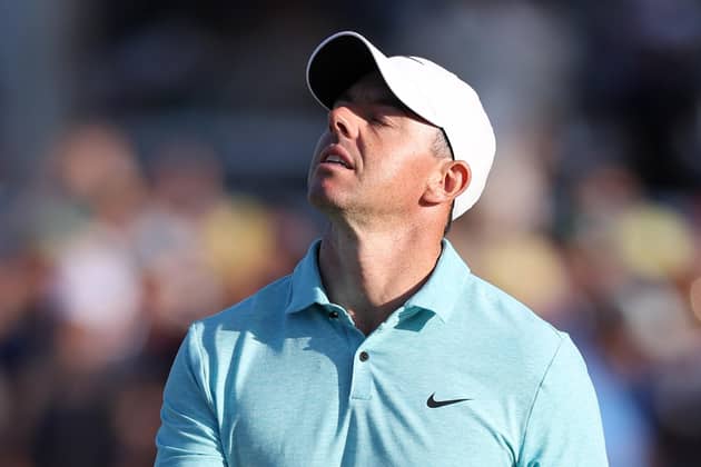 Rory McIlroy of Northern Ireland reacts to his missed putt on the 18th green during the final round of the 123rd U.S. Open Championship at The Los Angeles Country Club as the US Open slipped through his fingers (Picture: Richard Heathcote/Getty Images)
