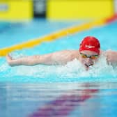 EDGED OUT: Pontefract's Max Litchfield, pictured competing in the men's 400m Individual Medley heat at the Commonwealth Games in Glasgow. Picture: Owen Humphreys/PA.
