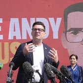 Andy Burnham makes a speech at the launch of his campaign as Labour's candidate for the Makerfield by-election. PIC: Peter Byrne/PA Wire