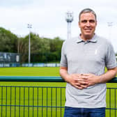 WELCOME: Michael Duff poses for photographs at Huddersfield Town's Canalside training ground