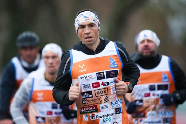 Kevin Sinfield during day five of the Ultra 7 in 7 Challenge from Stokesley to York. The former Leeds captain is set to complete seven ultra-marathons in as many days in aid of research into Motor Neurone Disease, by running into Old Trafford at half-time of the tournament's finale on November 19. Picture: Isaac Parkin/PA Wire.
