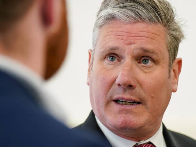 Labour leader Sir Keir Starmer speaks to media on a training ward at the University of York Health and Sciences building on April 18