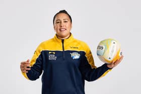 DERBY, ENGLAND - FEBRUARY 02: Liana Leota, Head Coach of Leeds Rhinos poses during the Netball Super League Media Day Portrait Session at the Radisson Blu Hotel, East Midlands Airport on February 02, 2024 in Derby, England. (Photo by Matt McNulty/Getty Images for England Netball)